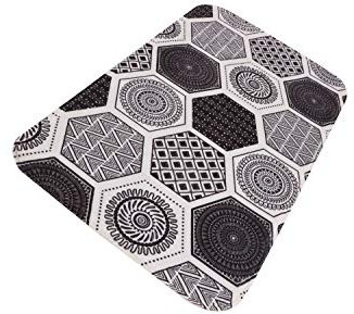 BM 4169 Tappeto Bagno Assorbente in Microfibra Flanella 45x75 cm Nero Tappetino Lavabile Morbido Antiscivolo da Terra per Vasca Decorato Motivo Geometrico