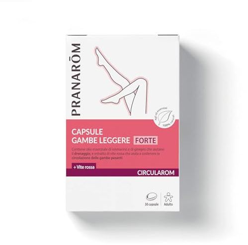 PRANAROM Circularom Cápsulas Forte Piernas Ligeras 30 Uds – Vid Roja | Con vid roja y aceites esenciales AEQT. Alivia piernas cansadas y favorece el drenaje de líquidos.