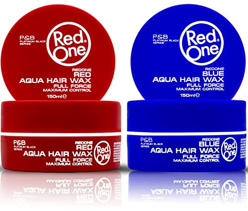 RedOne Cire Aquatique Coiffante Rouge & Bleu 150 ml | Contrôle des bords | Cire de gel pour les cheveux | Ultra-tenue | Parfum Fraise & Chewing-gum | Max Control | Lot de 2