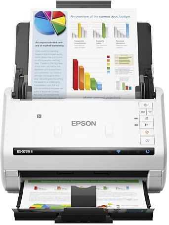 Epson DS-575W II Wireless Color Duplex Document Scanner for PC and Mac with 50-Page Auto Document Feeder (ADF), Twain and ISIS Drivers, Epson Smart Panel Mobile App