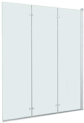 Lasamot Box Doccia Pieghevole 3 Pannelli ESG Divisorio Doccia ad Angolo Ingresso Doppio Vasca da Bagno a Parete Fermata a Muro 130 x 138 cm