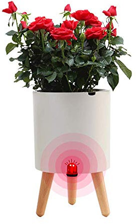 Yuepin Vaso da Fiori Intelligente con Supporto, Vasi per Piante Interni Esterni con Sistema di Auto-irrigazione e Drenaggio,19cm Fioriera Rotondo in Plastica con Allarme per Mancanza D'acqua (Bianca)