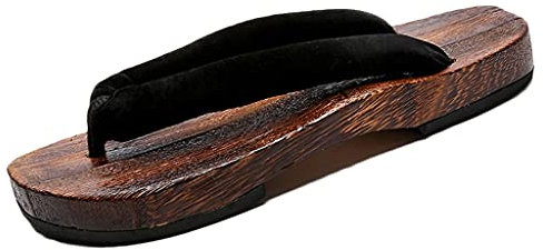 Men's Japanese Wooden Geta Sandals, Classic Fashion Mens Cosplay Geta Clogs Slippers, Geta Clogs Sandals Flip Flop Japanese Style Traditional Wooden Slippers for Men Women ( Color : D , Size : EU 46 )