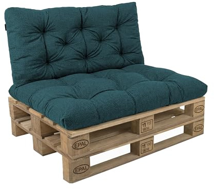 POKAR Set de 2 Coussins Matelassé pour Palettes Euro: 1x Assise 120x60cm + 1x Dossier 120x60cm, en Mousse formée à Froid, pour Canapé de Jardin, Intérieur et Extérieur, sans Palette, Vert foncé