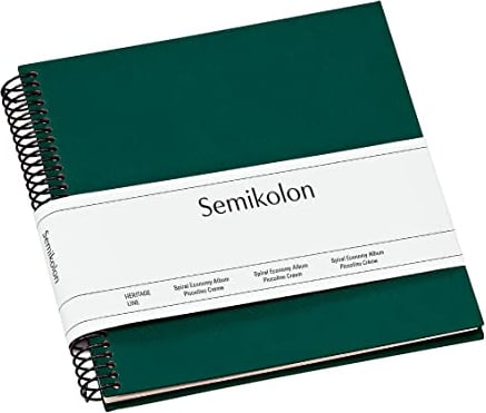 Semikolon 364021 Spiral Album Piccolino - 17 x 17 cm - Fotoalbum, 20 Seiten cremeweiß, Spiral-Fotobuch, forest grün