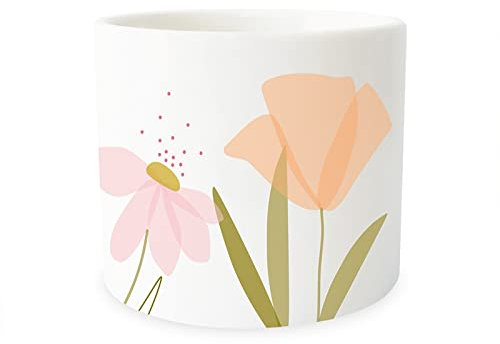 Grafik-Werkstatt Blumentopf klein | mini Dekotopf mit Papierpflanze| Keramik | Blumen, Porzellan, weiß