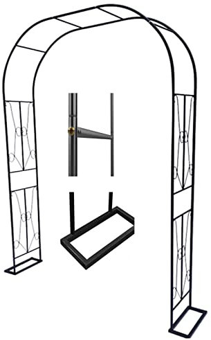 Refue Torbogen Rankhilfe aus Metall stabil Rankbogen Rosen Rankgitter Eisen Rost Gartenbogen Rosenhilfe Robuster 120cm /150 cm /180 cm /240 cm /300 cm breit Schwarz (Größe : B180 x H240cm)