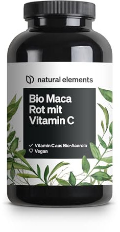 Bio Maca Rot – 3000 mg Bio Maca rot pro Tagesdosis – 180 Kapseln – Mit natürlichem Vitamin C, ohne Magnesiumstearat – zertifiziert Bio, hochdosiert, vegan, in Deutschland produziert & laborgeprüft