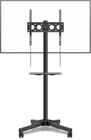 XINLEI Mobile TV Stand on Wheels, Portable TV Trolley with Shelf for 21-60 inch Flat Curved Panel TVs up to 35kg, Height Adjustable Tall Rolling TV Stand on Casters, Max VESA 400x400mm ML55A
