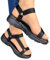 HIONRE Nu Pieds en Cuir PU avec Confortable Sandales,Chaussures décontractées pour Femmes de Grande Taille, Sandales légères, Noir, 35,Basic Sandales Bout Ouvert Femme