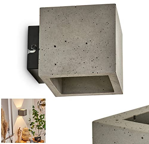Wandleuchte Polcura, Wandlampe aus Metall/Beton in Schwarz/Grau, 1-flammig, 1 x G9, ohne Leuchtmittel, Moderne Leselampe mit Up & Down Lichteffekt