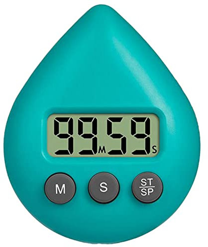 SPORTARC Minuteur de cuisine numérique étanche 5 couleurs en forme de goutte d'eau à économie d'énergie avec ventouse pour cuisine, douche, salle de bain, salle de gym, salle de classe