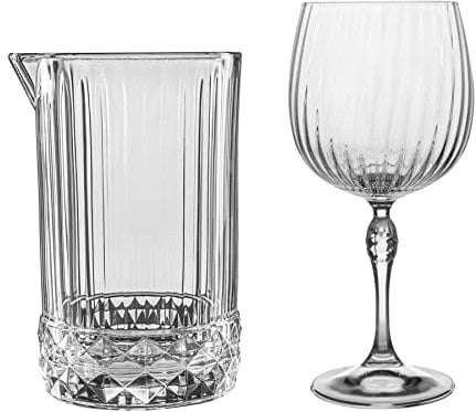 Bormioli Rocco 7 Pieza 20 America' Gin & Tonic Conjunto Pitcher - Vintage Art Deco Español Cocktail Glasses & Jug