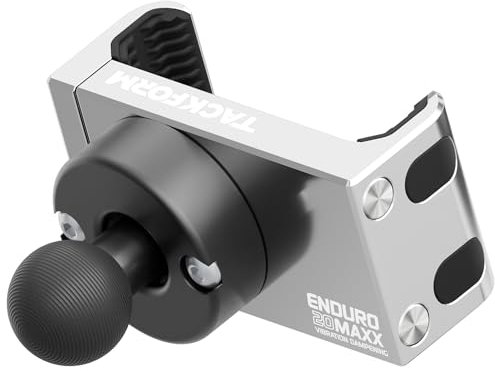 Tackform Enduro 20MAXX Vibe Chrom-Handyhalterung – Vibrationsdämpfung – Griff optimiert für Motorrad und raues Gelände | 20 mm Aluminiumkugel | kompatibel mit Bulletpoint