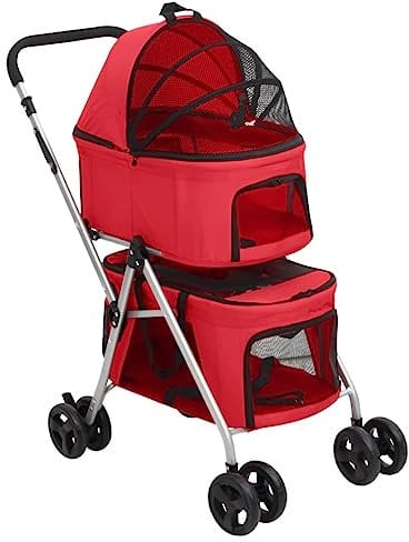 vidaXL Hundewagen für 2 Hunde Faltbar Rot 83x48x97cm Oxford-Gewebe Hundebuggy