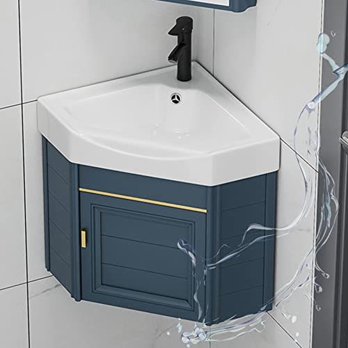 Meuble Lave Main d'angle,Meuble de Salle de Bain Suspendu avec lavabo en céramique,Meuble Simple Vasque,Evier Buanderie Cuisine,pour Salle de Bains WC,Moderne Simple et élégant ( Size : 43x43x48cm )