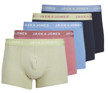 JACK & JONES Jachudson Solid Trunks, Confezione da 5 Boxer a Pantaloncino, Mesa Rose/Pack:Desert Sage-Pacific Coast-Navy Blazer-Navy Blazer, XL Uomo