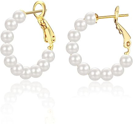 Perlenohrringe Creolen gold Perlen Ohrringe für Damen Frauen Mädchen Ohrringe Hochzeit Brautjungfe 20mm