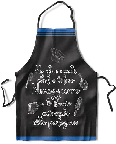KAÏDENSÏ Idea Regalo Tifoso Calcio Originale - Grembiule da Cucina Divertente Chef Nerazzurro - Gadget Divertenti per Tifosi - Idee Regali Divertenti Originali