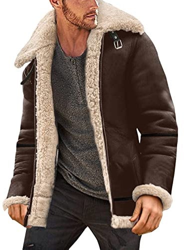 Jacke Herren Wintermantel Jacke Revers Fleecejacke Plüschmantel Cardigan Mäntel Winterjacke Lederjacke PlüSchjacke Lange Warme Dicker Mantel Schaffell Kaschmir Jacken Winter Winterparka Outdoorjacke