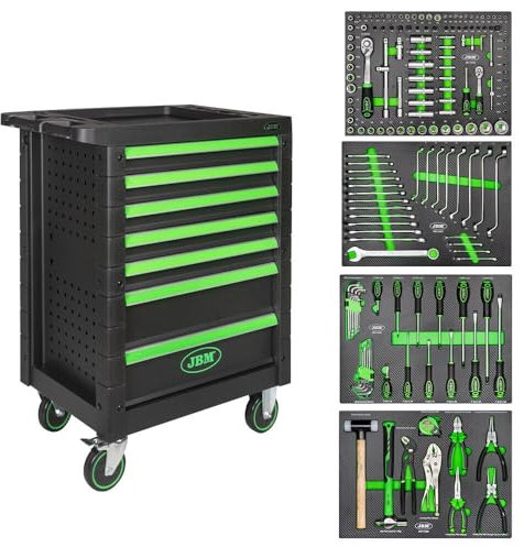 Generico CARRELLO PORTAUTENSILI PORTA ATTREZZI OFFICINA 7 CASSETTI 172 UTENSILI JBM 53904