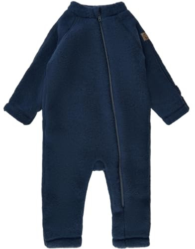 Mikk-line WALKOVERALL 56 Blue Nights | Wollwalk Overall Baby | Baby Schlafanzug Aus Wolle Für Baby Und Kleinkind | 95% Wolle - 100% mulesingfrei Merinowolle | Schlafanzug Baby Ohne Füße