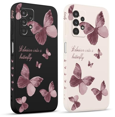 Pnakqil 2 stück Handyhülle für Samsung Galaxy A13 4G 6,6, Hülle Blitz Schmetterling Bemaltes Muster süß Ästhetik Schön Mädchen Kameraschutz Stoßfeste Case Silikon Schutzhülle Tasche