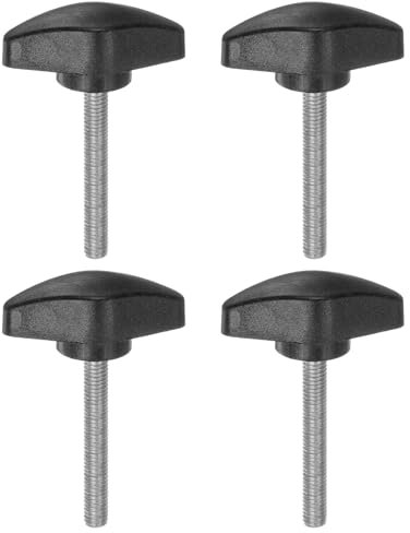 sourcing map 4pcs Tee Wing Knobs Thumb Screws M5 x 40mm Standard Male Thread Plastic T Knobs Handles Hand Clamping Thumbscrew, Black