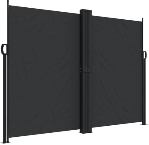 vidaXL Seitenmarkise, Sichtschutz Ausziehbar, Windschutz Sonnenschutz für Garten Balkon Terrasse, Seitenrollo Seitenwandmarkise, Schwarz 180x600cm