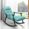 ZYWWW Schaukelstuhl, Stoffgepolsterter Schaukelstuhl, Loungesessel Aus Metall, Armlehnenwippe Mit Kissen Für Wohnzimmer, Schlafzimmer, Balkon (Farbe: Hellblau, Größe: 96 * 59 * 83 cm)