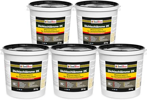 Isolbau Dichtschlämme 2K - 100 kg Lösemittelfrei Wassersperre zur Abdichtung von Schwimmbecken, Pool, Brunnen, Balkon, Terrasse