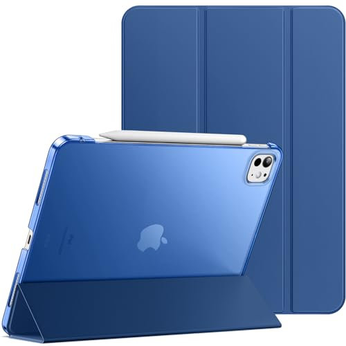 JETech Coque pour iPad Pro 13 Pouces M4 (2024), Étui Housse Arrière Rigide à Support Fine Intelligente avec Veille/Réveil Automatique (Marine)