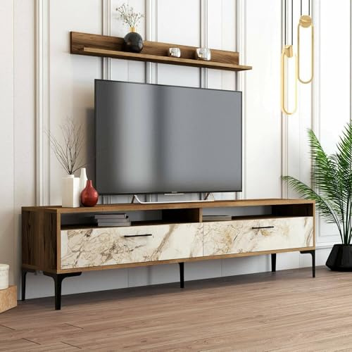 Dmora Wohnwand Edasich 180x35x47h cm Braun, 4 Regale