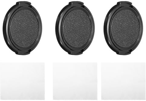 PATIKIL 49mm Lens Cap, 3 Pack Sides Pinch Snap Camera Lens Cover for Front Lens with Cloth, Suitable for 49mm Thread Universal DSLR Lenses for Nikon, for Fujifilm, for Pentax, for Leica