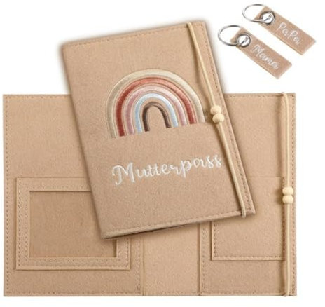 JDBlissful Housse de Protection pour Passeport Maternel, Pochette de Protection du Carnet de Maternité en Feutre avec Compartiments, Cartes D'assurance Mamans Pochette pour Carnet de Vaccination