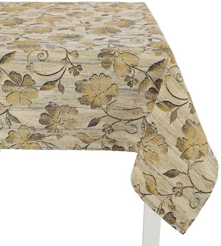 IL BOTTEGONE Tovaglia Copritavolo Rettangolare 140x180 in tessuto gobelin jacquard Made in Italy Colore: Beige