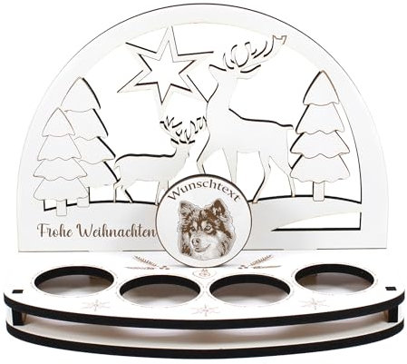 Dekolando Deko Schwibbogen Teelichthalter Finnischer Lapphund Personalisiert Weihnachten Weihnachtsdekoration Adventskranz Lichterbogen Kerzenbogen Schmuckbogen Adventslicht