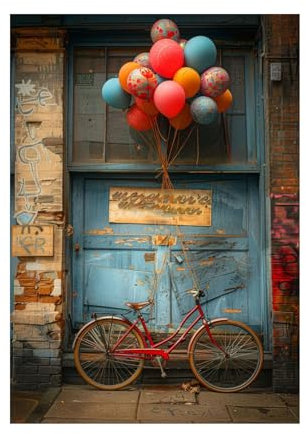 AMXBZC Abstraktes Leinwand Bilder Kunstdrucke, Fahrrad-Ballon Wandbild Wand Wohnzimmer Wanddekoration Kunst Modern Textur für Büro - 40x60cm Ungerahmt