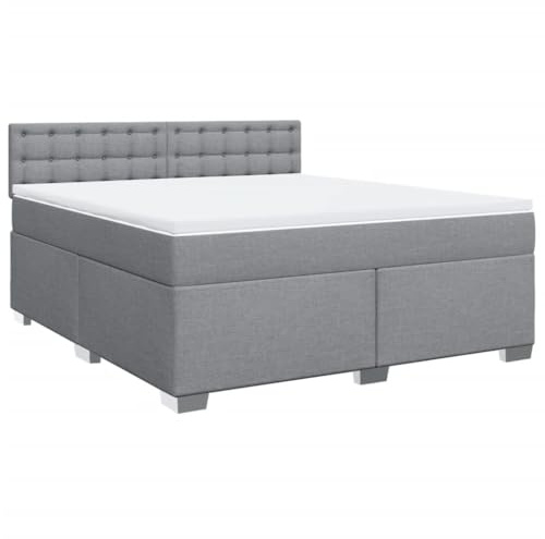 vidaXL Boxspringbett mit Matratze Hellgrau 180x200 cm Stoff
