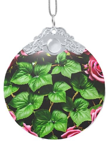 GFXEDSAH Floral Rose Ivy With Leaves Spring Print Round Handmade Jewelry Glass Pendant,Anniversary Present Creative Decoration For Indoor Use
