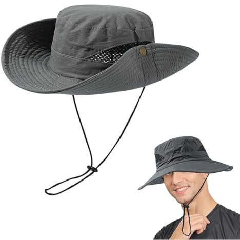 Bangbobi Sonnenhut Herren UV Schutz - Breite Krempe Wanderhut Herren Outdoor Sonnenschutz Kappe - Safari Hut Herren - Anglerhut Herren - Leichter Wanderhut
