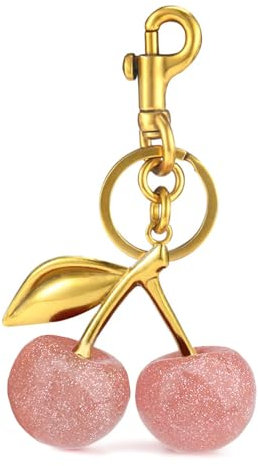Glamifyr Schlüsselanhänger Kirsche, Cherry Charm Bag Accessories, Handtaschen Anhänger mit Kirschen Modischer