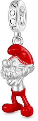 GNOCE Charm Anhänger Papa Schlumpf Anhänger 925 Sterlingsilber Beads Charms für Frauen und Mädchen Schmuckgeschenk für Filmfan