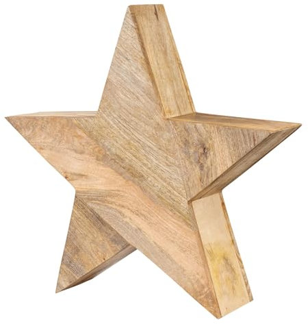 levandeo XL Stern Holzstern Mango 48cm Mangoholz Braun Natur Dekoration Tischdeko Holzdeko Unikat