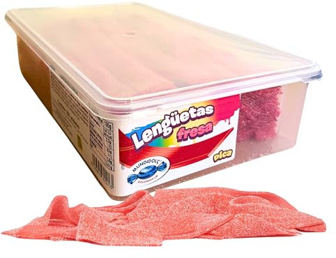 MUNDIDOLÇ Lenguas de Azúcar. Chuches Acidas. 200 Unidades de Sabores Distintos. Golosinas y Chucherias. Chuches Cumpleaños y Chuches Halloween. Gominolas Halloween (Fresa)