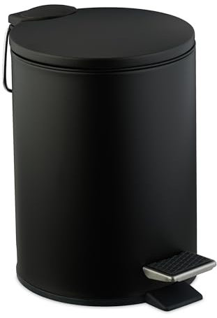 Relaxdays Bathroom Pedal Bin, 3 litres, Soft-Close Lid, Removable Inner Bucket, Sanitary Disposal, Guest Toilet, Black