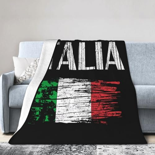 Bronzefarbene Vintage-Decke mit italienischer Flagge, Italien, weiche Flanelldecke, Mikrofaser-Überwurfdecke, warme Bettdecke für alle Jahreszeiten, für Wohnzimmer, Sofa, Stühle, Couch, Kinderbett, 10