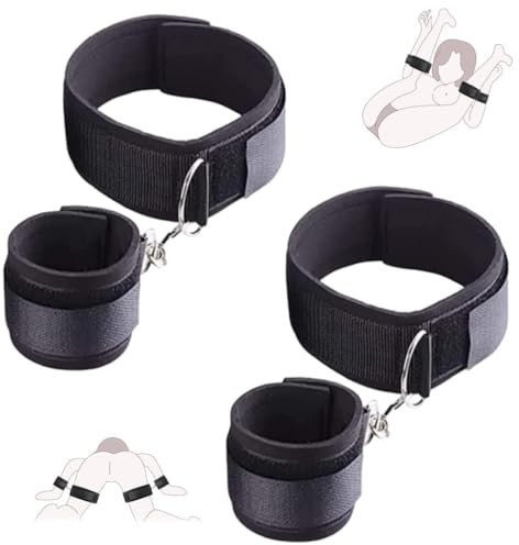 IKOPFLN 1 Paar BDSM Sex Bondage Fesseln Set,handschellen für sexspiele, fesseln sexspielzeug für paare mit Verstellbaren Beinriemen Handschellen Sexspielzeug für Erwachsene