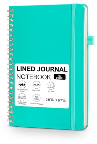 College Ruled Hardcover Notebook for Work and Study. Lined Spiral Journal, 140 Pages, 100gsm Paper, Journals for Writing.Green - A5(6x8) Mint157