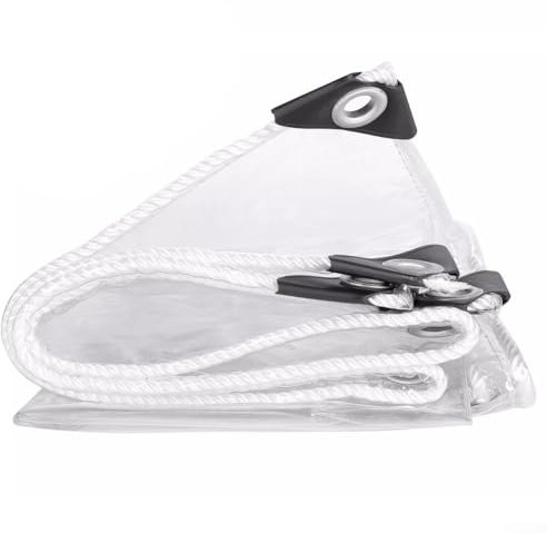 Telone trasparente resistente, impermeabile, trasparente, per esterni, in PVC, antivento, resistente agli strappi, per giardino, gazebo con fascette (2 x 2 m) (1,5 m x 2 m)